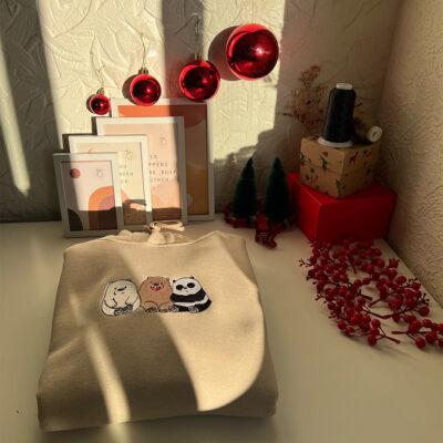 Üç Ayıcık Baskılı Sweatshirt Hoodie