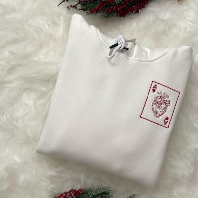 Kırmızı Kalp Nakış Baskı