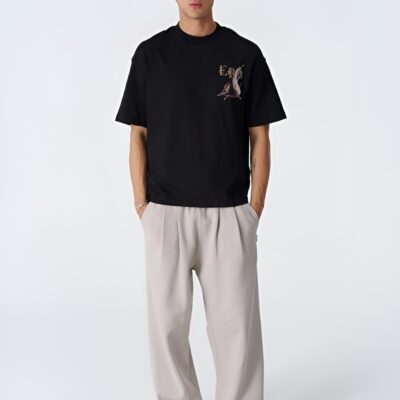 Era Yazılı Siyah Unisex Oversize Tişört