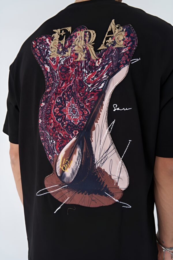 Era Yazılı Siyah Unisex Oversize Tişört - Görsel 3