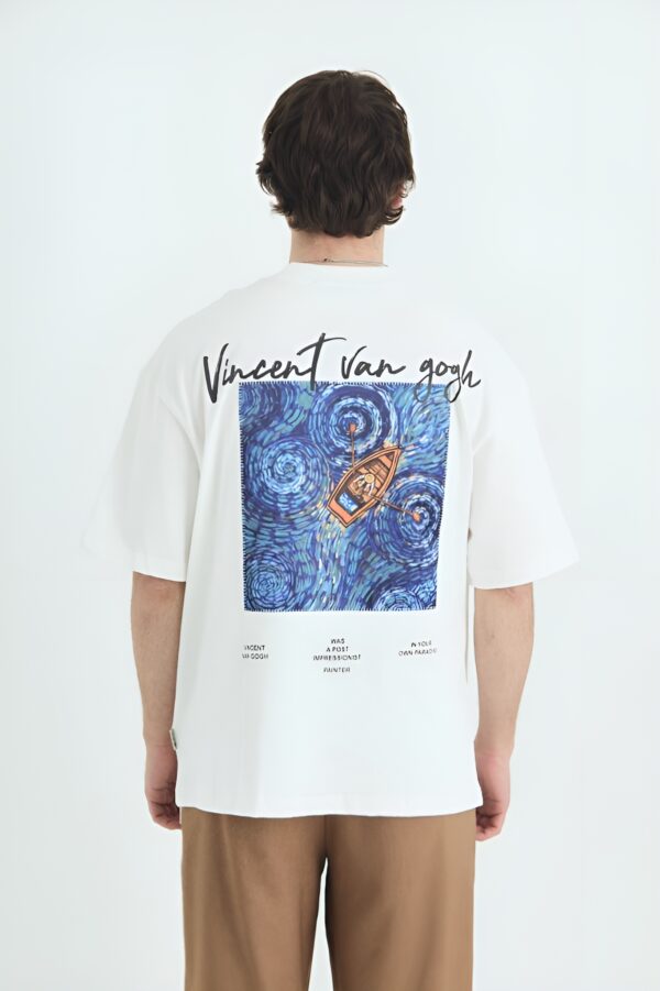 Vincent Van Gogh Oversize Beyaz Tişört - Görsel 3