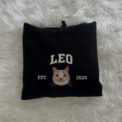 Kişiye Özel Evcil Hayvan Nakışlı Hoodie – İsim & Tarih