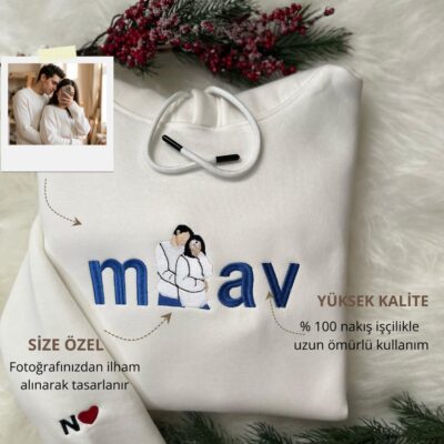 Miav Baskılı Sweatshirt Nakış Baskı