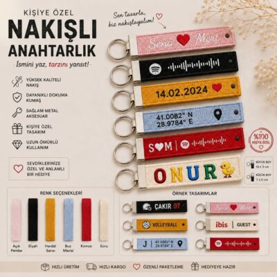Kişiye Özel Nakışlı Anahtarlık | İsimli Nakışlı Anahtarlık