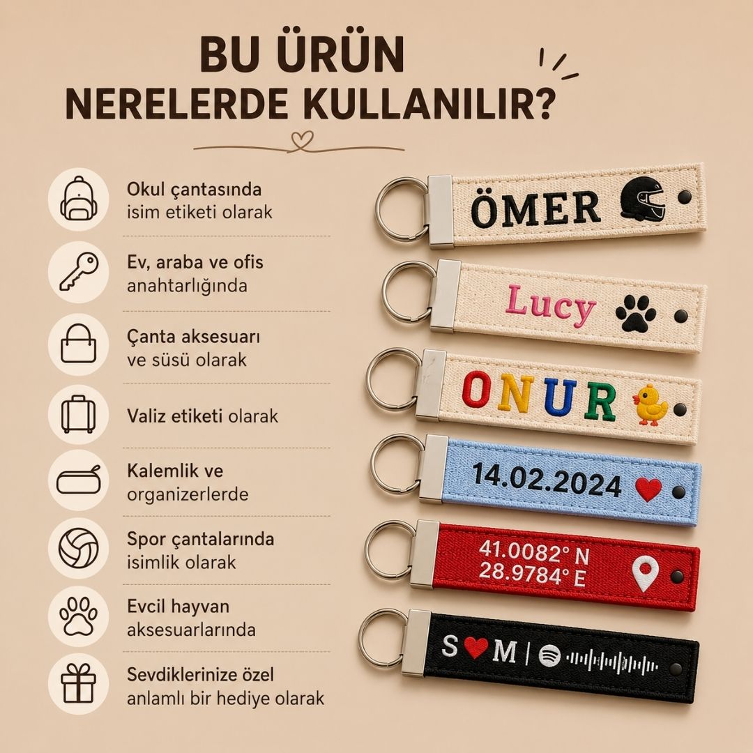 Kişiye Özel Nakışlı Anahtarlık | İsimli Nakışlı Anahtarlık - Görsel 8